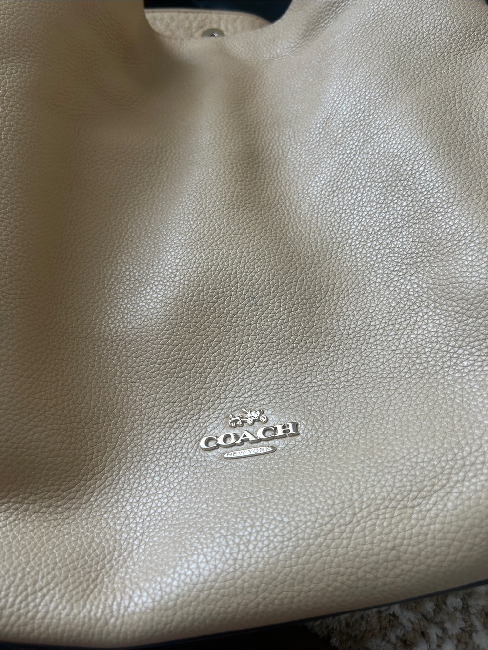 Classic Coach Pebbled Leather Hobo Bag in Beige - Picture 7 of 10